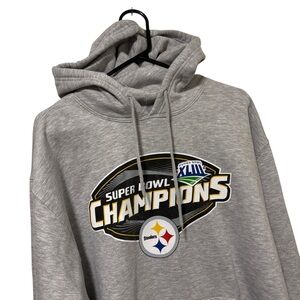 Pittsburgh Steelers Super Bowl XLIII Champions 09 Gray Hooded Reebok Sweatshirt